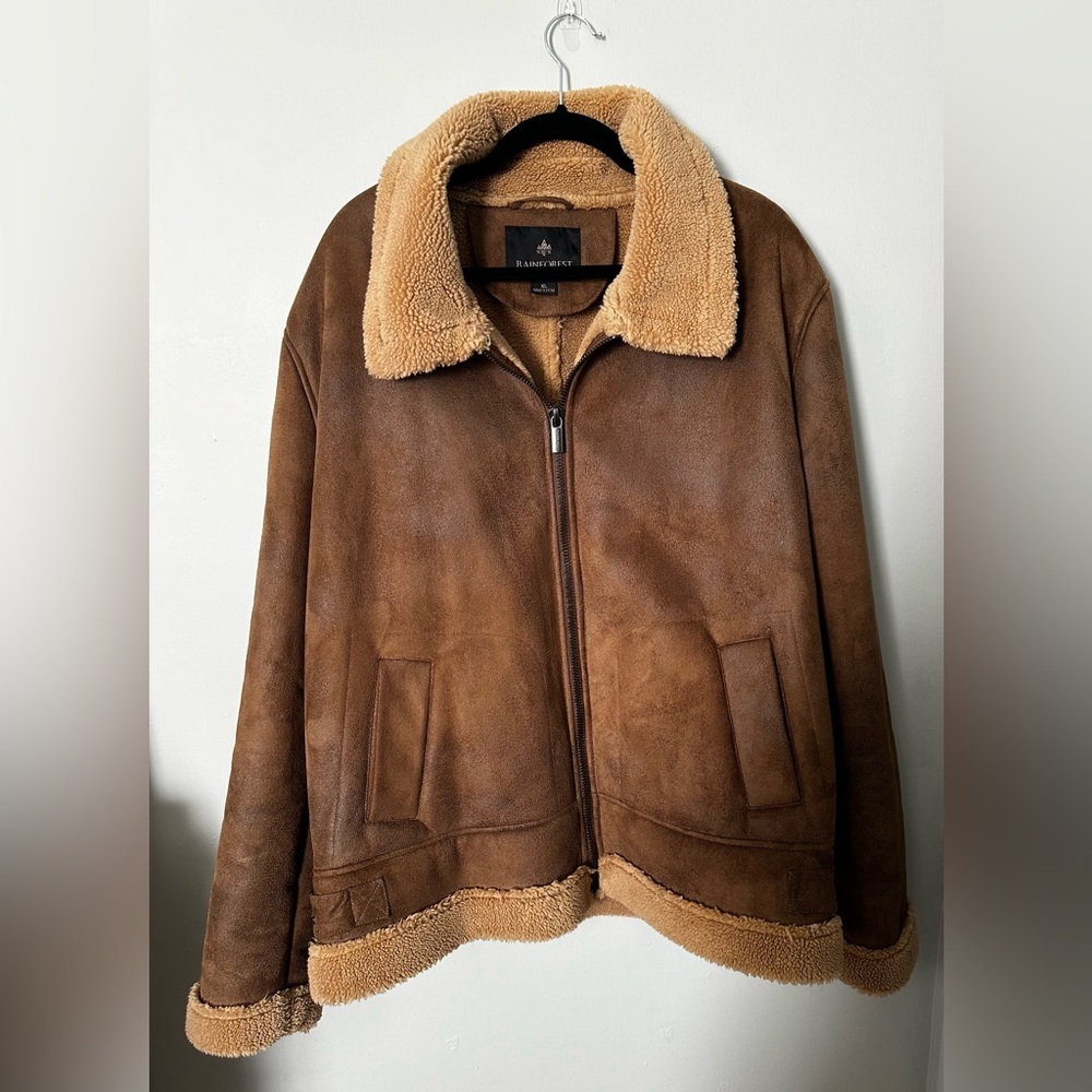 Men’s Rainforest suede sherpa coat - XL